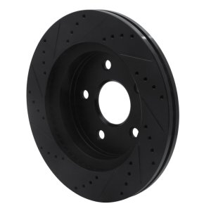 Chrysler Aspen Brake Rotor (1) - Front Right - R1 Concepts - Drilled & Slotted - Black - `02-`24